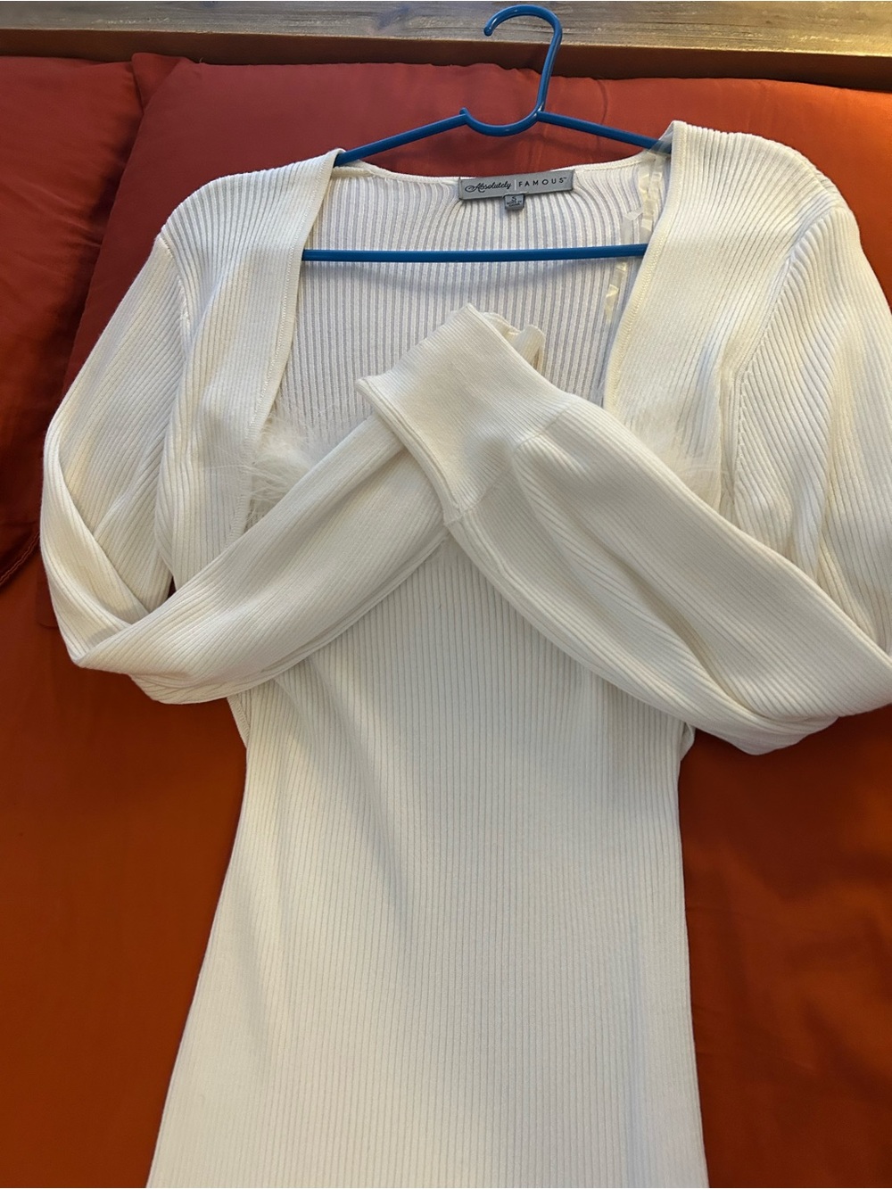 Absolutely Famous White Ribbed Knit Dress